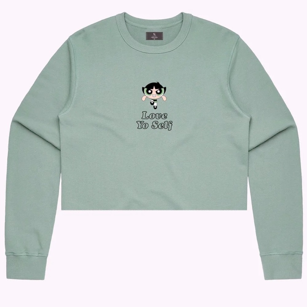 NWT Peace Collective x Powerpuff Girls Buttercup Cropped Crewneck, Green